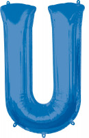 Foil balloon letter U blue XL 83cm