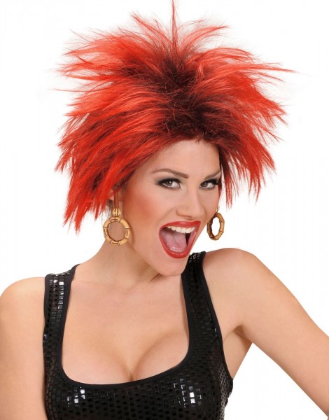 Hairdresser cut wig red-black