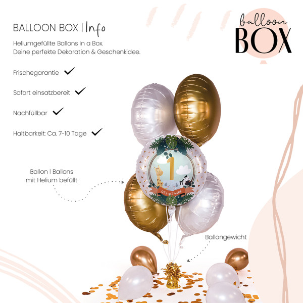 Heliumballon in der Box Jungle Friends - Eins