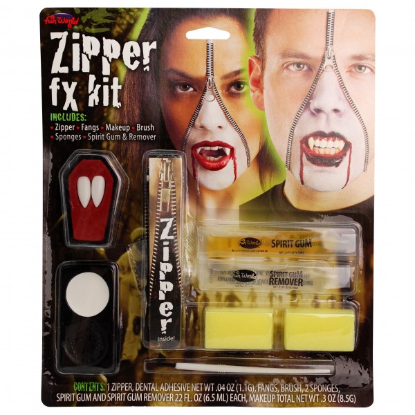 Horror wound make-up set with vampire teeth
