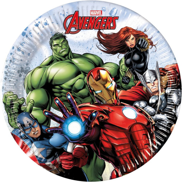 8 Avengers Heroes paper plates
