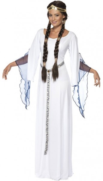 Costume blanc de la cour médiévale pour femme
