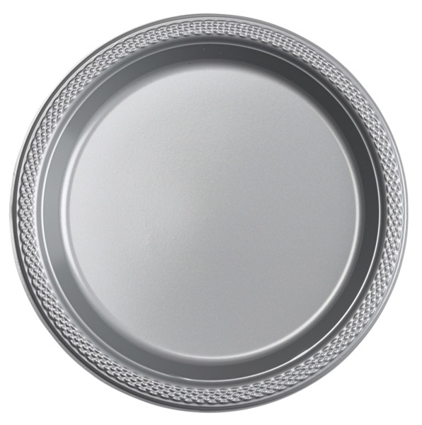 20 plastic borden zilver 17,7 cm