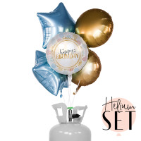 Vorschau: Birthday Rainbow Dots Ballonbouquet-Set mit Heliumbehälter