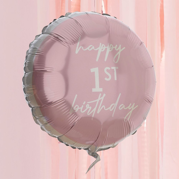 Mijn eerstejaars folieballon roze 43cm