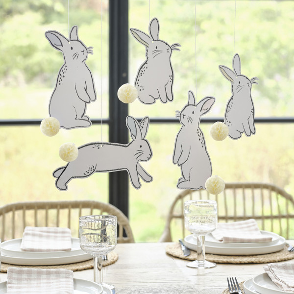 5 colorful Funny Bunny hangers