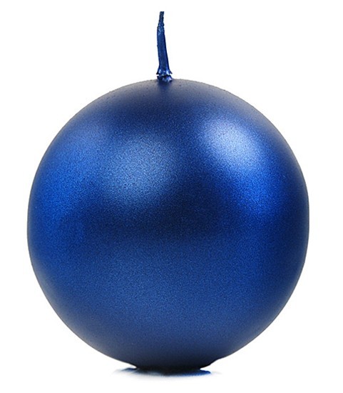 10 candele a sfera blu gelsomino metallizzato 6cm