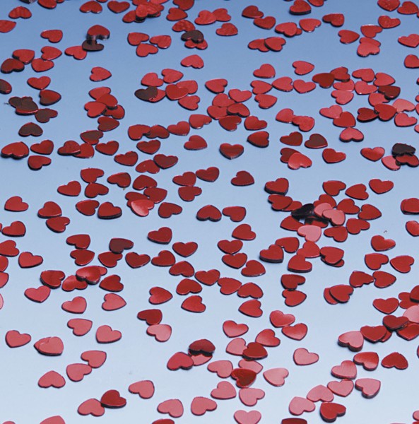 Confeti rojo con forma de de corazón 15g