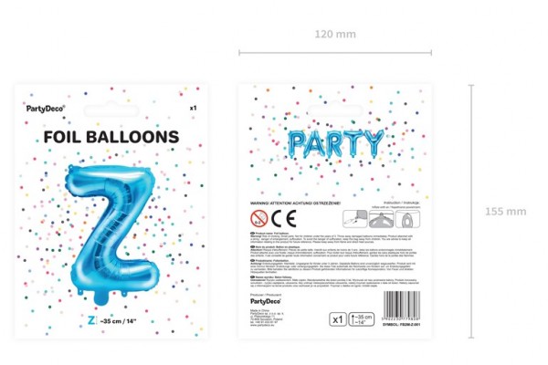 Folieballong Z azurblå 35cm 3