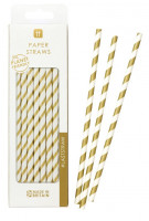 30 golden stripes straws 20cm