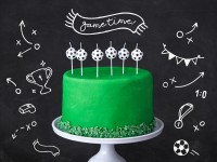 6 soccer cake candles Kick it