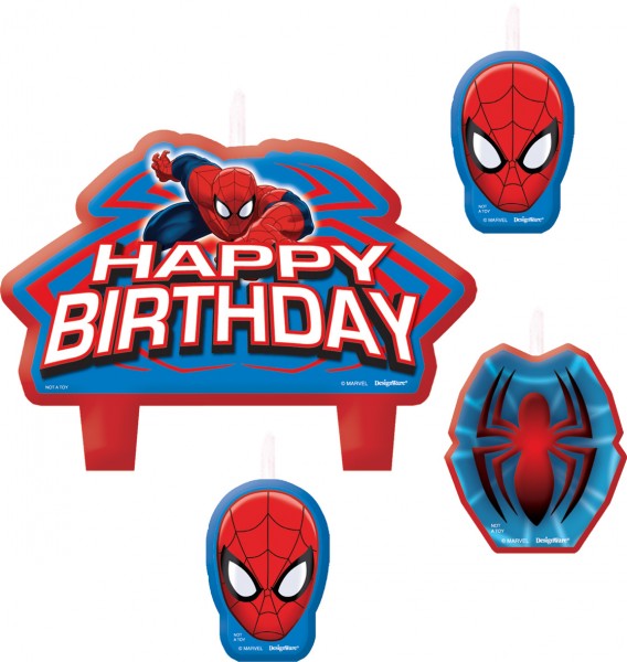 Candela torta Spiderman in azione 4 pezzi