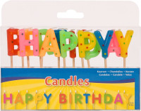 Feliz cumpleaños letras pastel velas