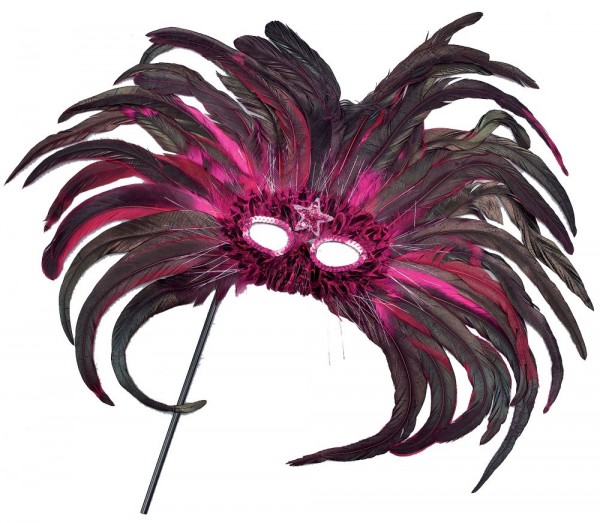 Venezianische Stabmaske Schwarz Pink