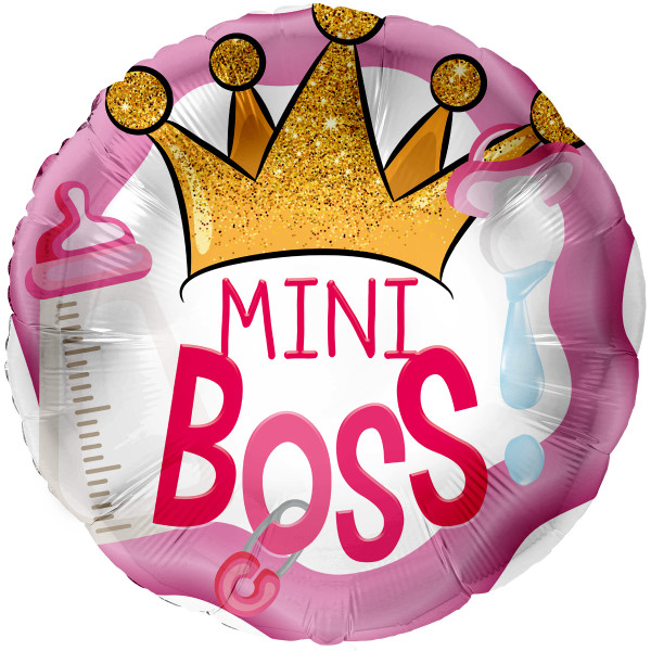 Foil balloon Mini Boss pink 45cm