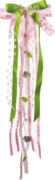 Shoulder bag ribbon pink-green 23 x 50cm