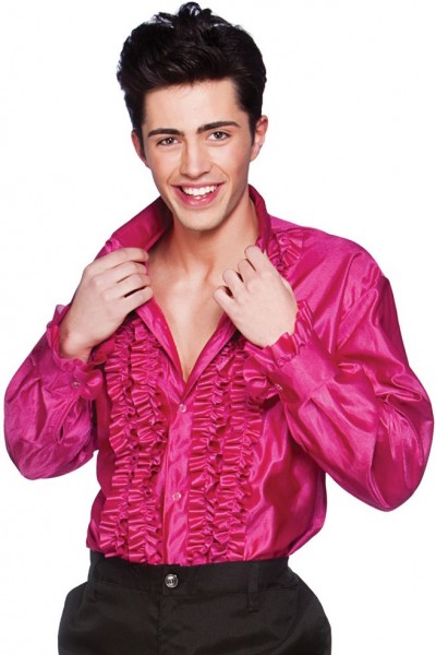 Rüschenhemd Disco Time pink