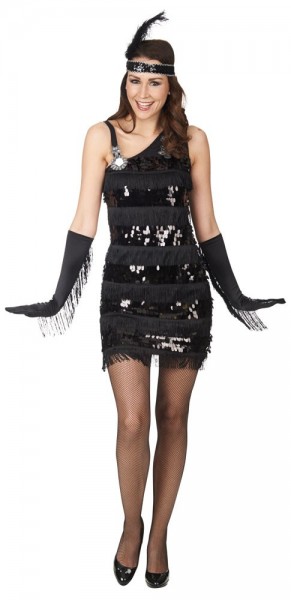 Zwarte 20s flapper jurk Susi