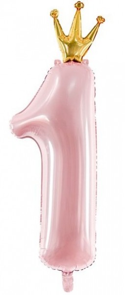 Royal nummer 1 folieballon roze 89cm