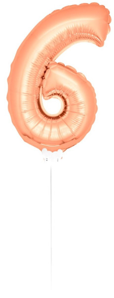 Folieballon nummer 6 rosé goud 36cm