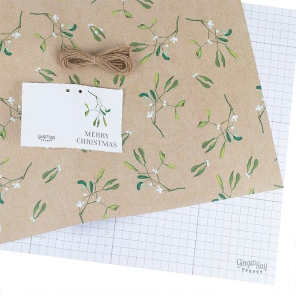Winter village mistletoe wrapping paper set
