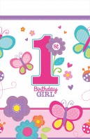 Obrus urodzinowy dla dziewczynki z okazji pierwszych urodzin 137x259cm