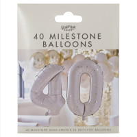 Preview: Foil balloon number 40 cream-gold elegance 66cm