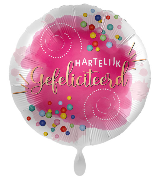 Pink Birthday Wishes folieballon NL 45cm