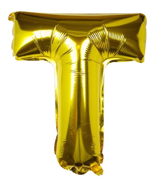 Palloncino in alluminio con lettera T dorata 40 cm