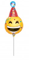 Vorschau: Lachender Smiley Mit Partyhut Stabballon