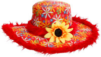 Red Gitty Floral Hat
