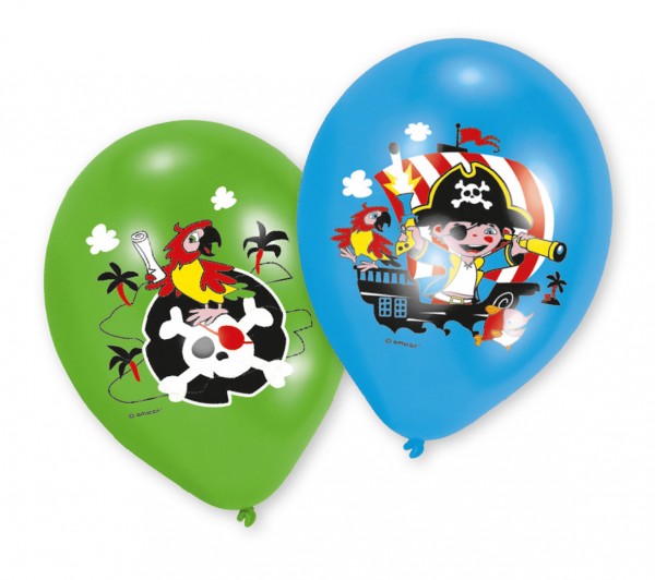 6 färgglada piratäventyrsballonger 28cm