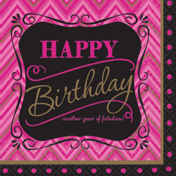 16er Set Happy Birthday Fabulous Girl Serviette Pink