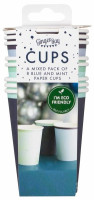 Preview: 8 Mix Blue Eco paper cups 250ml