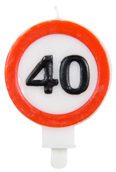 Traffic sign 40 cake candle
