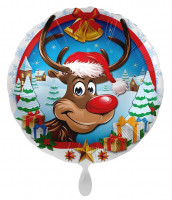 Świąteczny balon foliowy Rudolf 45cm