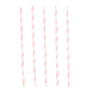 12 pink striped paper straws