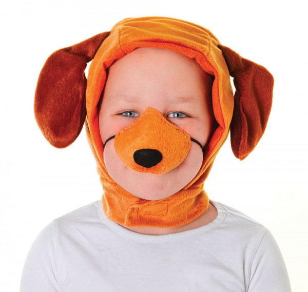 Orange-brown Hugo dog hat with a nose