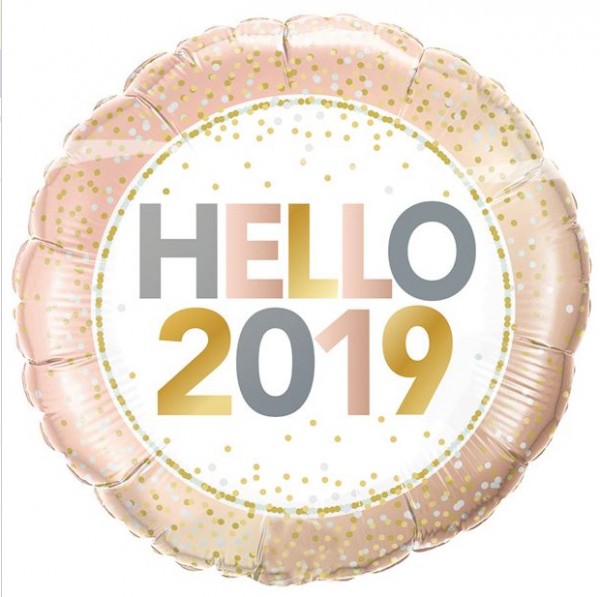 Hello 2019 New Years foil balloon 45cm