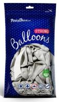 Widok: 100 metalowych balonów Partystar srebrny 12 cm