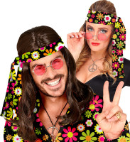 Oversigt: Flower Power Hippie Stirnband bunt
