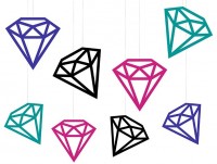 Widok: 8 kolorowych diamentów dekoracyjnych