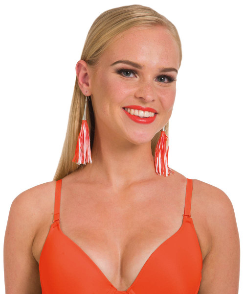 Neon party fringed earrings orange
