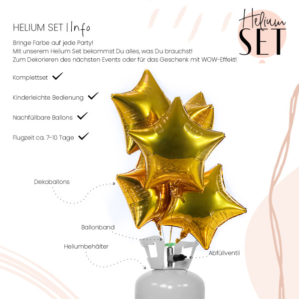 YOU´RE GOLD, Baby! - Stern Ballonbouquet-Set mit Heliumbehälter