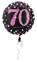 Balon foliowy Sparkling 70. urodziny różowy