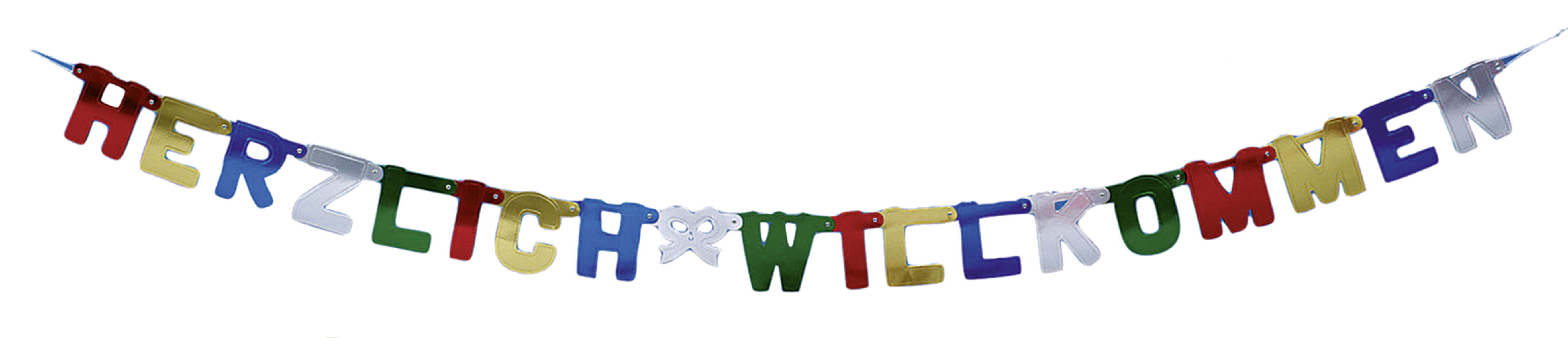 Bunte Herzlich Willkommen Party Girlande 2m