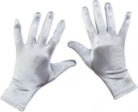 Silberne Satin Handschuhe