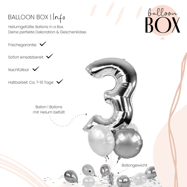Ballongruß in der Box Silver 3 5er Set 3