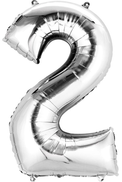 Number balloon 2 silver 88cm