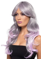 Peluca de mujer ombre gris-violeta